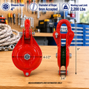 Single Sheave Snatch Yarding Block Pulley with Shackle – Heavy Duty Cable Wire Rope Pulley for Rigging, Lifting & Yarding