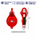 Single Sheave Snatch Yarding Block Pulley with Shackle – Heavy Duty Cable Wire Rope Pulley for Rigging, Lifting & Yarding