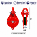 Single Sheave Snatch Yarding Block Pulley with Shackle – Heavy Duty Cable Wire Rope Pulley for Rigging, Lifting & Yarding