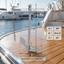 Heavy Duty Hot Dipped Galvanized Foldable Admiralty Anchor, Boat Kedge Anchor for Yacht, Sailboat, Docking, Mooring, and Marine Use