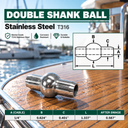 T316 Stainless Steel Double Shank Ball Swage Fitting Terminal, Cable Wire Rope End Fitting - PACK 10