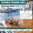 T316 Stainless Steel Double Shank Ball Swage Fitting Terminal, Cable Wire Rope End Fitting - PACK 10
