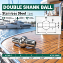 T316 Stainless Steel Double Shank Ball Swage Fitting Terminal, Cable Wire Rope End Fitting - PACK 10