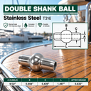 T316 Stainless Steel Double Shank Ball Swage Fitting Terminal, Cable Wire Rope End Fitting - PACK 10