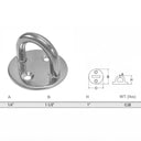 Stainless Steel Round Pad Eye Plate, Welded Formed Marine Boat Rigging Hardware for Wire Cable, Rope, and Deck Use - PACK 6