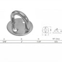 Stainless Steel Round Pad Eye Plate, Welded Formed Marine Boat Rigging Hardware for Wire Cable, Rope, and Deck Use - PACK 6