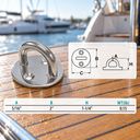 Stainless Steel Round Pad Eye Plate, Welded Formed Marine Boat Rigging Hardware for Wire Cable, Rope, and Deck Use - PACK 6