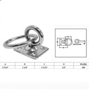 Marine Stainless Steel T304 Square Swivel Pad Eye with Ring, Welded Formed Anchor Plate for Boat, Dock, Tie Down, Rope - PACK 4