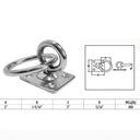 Marine Stainless Steel T304 Square Swivel Pad Eye with Ring, Welded Formed Anchor Plate for Boat, Dock, Tie Down, Rope - PACK 4