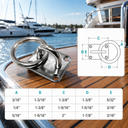 Marine Boat T304 Stainless Steel Square Pad Eye Plate with Welded Ring, Tie Down Anchor Hardware for Rigging, Dock, Deck - PACK 4