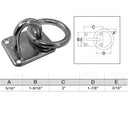 Marine Boat T304 Stainless Steel Square Pad Eye Plate with Welded Ring, Tie Down Anchor Hardware for Rigging, Dock, Deck - PACK 4