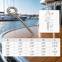 Marine Grade T316 Stainless Steel Lag Eye Bolt Screw, Heavy Duty Eye Screw Hook for Boat, Dock, Deck, Wood Mounting - PACK 5