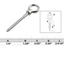 Marine Grade T316 Stainless Steel Lag Eye Bolt Screw, Heavy Duty Eye Screw Hook for Boat, Dock, Deck, Wood Mounting - PACK 5