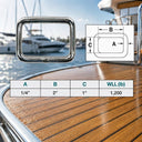Mil Spec Marine Boat T316 Stainless Steel Rectangle Ring Link for Sailing, Rigging, Webbing, Straps, and Tie Down - PACK 4