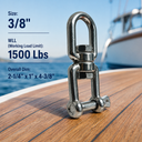 T316 Stainless Steel Eye Jaw Swivel for Marine Boat Mooring, Heavy Duty Anchor Swivel Connector for Chain, Rope, Dock, and Rigging Use