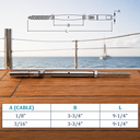 Marine T316 Stainless Steel Swageless Lag Turnbuckle for Cable Wire Rope, Adjustable Railing Fitting for Deck, Stair, Balcony, and Dock - PACK 10