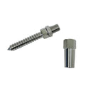 T316 Stainless Steel Swageless Lag Stud Cable Rail Fitting, Marine Boat Wire Rope Railing End Terminal for Wood Posts, Deck, Dock - PACK 4