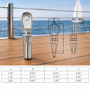 T316 Stainless Steel Swageless Eye Terminal Cable Rail Fitting, Marine Boat Wire Rope End Terminal for Railing, Deck, Dock - PACK 4