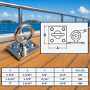 Boat Deck T316 Stainless Steel Square Pad Swivel Eye, Marine Rigging Lift Hardware for Rope, Chain - PACK 4