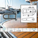 Marine Boat T316 Stainless Steel Halyard Shackle with Captive Pin Cross Bar, Sailing Rigging Hardware - PACK 4