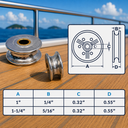 Marine Boat T304 Stainless Steel Sheave Wire Pulley with Brass Bushing for Wire Rope, Cable Rigging, Yacht - PACK 4