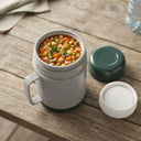 0.6L 18 oz Insulated Food Jar, Double Lid Vacuum Insulated Leakproof Thermal Lunch Container for Soup, Stew, and Meals