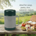 0.6L 18 oz Insulated Food Jar, Double Lid Vacuum Insulated Leakproof Thermal Lunch Container for Soup, Stew, and Meals