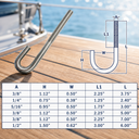 Marine Boat T316 Stainless Steel J Bolt Spring Hook, J-Bolt J Hook Hardware for Rope, Chain, Cable, Dock - PACK 4