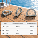 Marine T316 Stainless Steel D Ring Thimble, Wire Rope D-Ring Yacht Thimble for Cable, Rigging, Dock, Deck - PACK 4