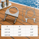 Stainless Steel T316 Pipe U Bolt Clamp, U-Bolt Exhaust Clamp for 1-3/4" 2-1/4" 2-1/2" Pipe - PACK 4