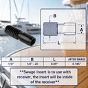 Stainless Steel T316 Black Oxide Swage Insert for 1/8" 3/16" 1/4" Cable Wire Rope, Marine Cable Railing - PACK 10