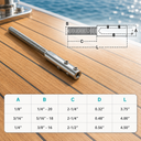 Marine Deck T316 Stainless Steel Set Screw Threaded Stud for 1/8" 3/16" 1/4" Cable Wire, Railing - PACK 4