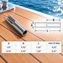 Marine Boat T316 Stainless Steel T Anchor Fitting for 1/8" 3/16" Cable, Hand Swage Wire Rope Terminal for Deck, Rail - PACK 4