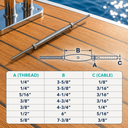 T316 Stainless Steel Marine Thread Rod and Swage Stud Turnbuckle, Cable Wire Rope Tensioner for Railing and Rigging - PACK 4