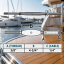 T316 Stainless Steel Marine Thread Rod and Swage Stud Turnbuckle, Cable Wire Rope Tensioner for Railing and Rigging - PACK 4