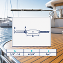 Marine T316 Stainless Steel Threaded Lag and Swage Stud Turnbuckle, Cable Wire Rope Tensioner for Deck, Dock - PACK 4