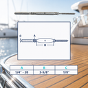 Marine T316 Stainless Steel Threaded Lag and Swage Stud Turnbuckle, Cable Wire Rope Tensioner for Deck, Dock - PACK 4