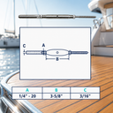 Marine T316 Stainless Steel Threaded Lag and Swage Stud Turnbuckle, Cable Wire Rope Tensioner for Deck, Dock - PACK 4