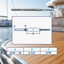 Marine T316 Stainless Steel Threaded Lag and Swage Stud Turnbuckle, Cable Wire Rope Tensioner for Deck, Dock - PACK 4