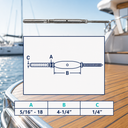 Marine T316 Stainless Steel Threaded Lag and Swage Stud Turnbuckle, Cable Wire Rope Tensioner for Deck, Dock - PACK 4