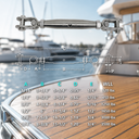Marine T316 Stainless Steel Toggle and Toggle Pipe Turnbuckle, Cable Wire Rope Tensioner for Boat, Dock, Deck - PACK 4