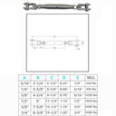 Marine T316 Stainless Steel Toggle and Toggle Pipe Turnbuckle, Cable Wire Rope Tensioner for Boat, Dock, Deck - PACK 4