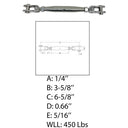 Marine T316 Stainless Steel Toggle and Toggle Pipe Turnbuckle, Cable Wire Rope Tensioner for Boat, Dock, Deck - PACK 4