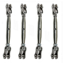 Marine T316 Stainless Steel Toggle and Toggle Pipe Turnbuckle, Cable Wire Rope Tensioner for Boat, Dock, Deck - PACK 4