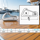T316 Stainless Steel Harness Clip Spring Gate Snap Hook, Carabiner Hook for Marine, Boat, Rope, Chain - PACK 4
