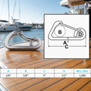 T316 Stainless Steel Harness Clip Spring Gate Snap Hook, Carabiner Hook for Marine, Boat, Rope, Chain - PACK 4