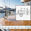 Marine Grade T316 Stainless Steel Rigging Toggle, Lifting and Rigging Toggle Fitting for Boat, Dock, Cable, Chain - PACK 4