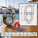 Stainless Steel T318LN Hammerlock Coupling Link, Connecting Link Connector for Chain, Lifting, Rigging - PACK 4