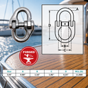 T316 Stainless Steel Hammerlock Coupling Link, Connecting Link Connector for Chain, Lifting, Rigging, Marine - PACK 4