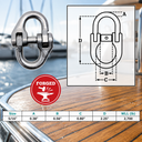 T316 Stainless Steel Hammerlock Coupling Link, Connecting Link Connector for Chain, Lifting, Rigging, Marine - PACK 4